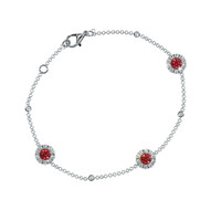 0.46 Ct.Tw. Ruby Natural Diamond Pave Bracelet, 14K White Gold Image