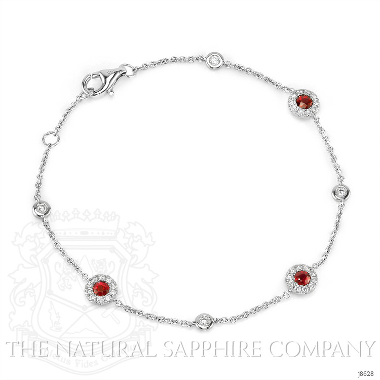 0.46 Ct.Tw. Ruby Natural Diamond Pave Bracelet, 14K White Gold