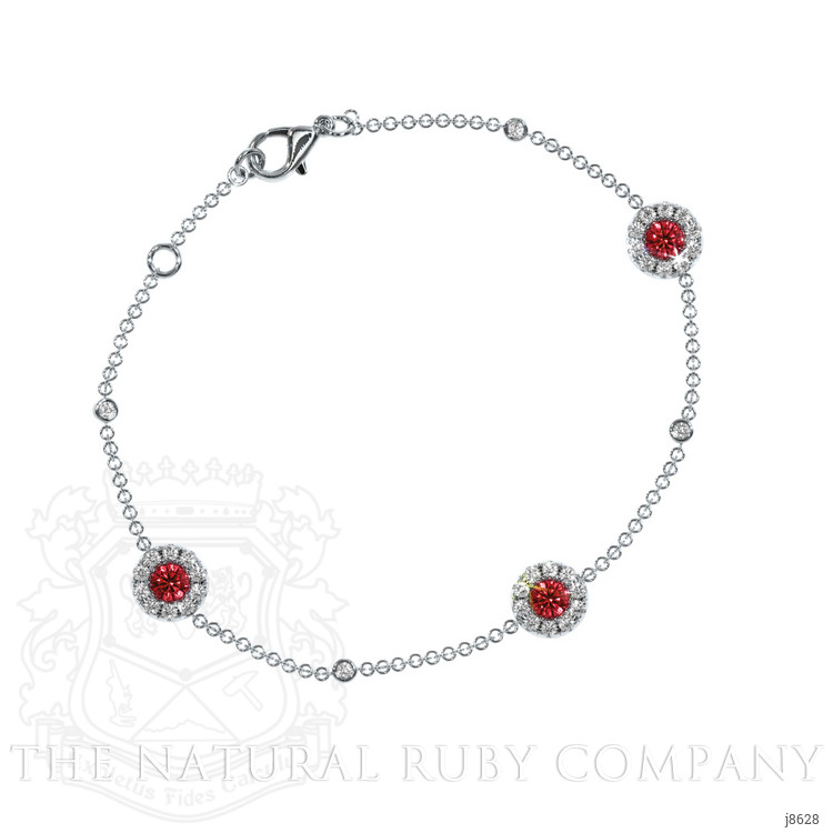 0.46 Ct.Tw. Ruby Natural Diamond Pave Bracelet, 14K White Gold