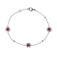 0.46 Ct.Tw. Ruby Natural Diamond Pave Bracelet, 14K White Gold Image