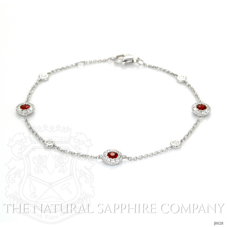 0.46 Ct.Tw. Ruby Natural Diamond Pave Bracelet, 14K White Gold