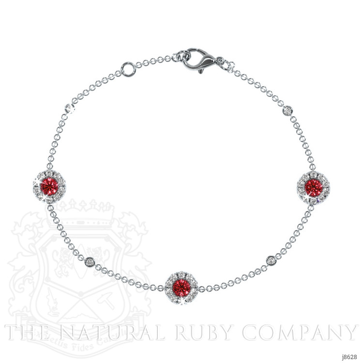 0.46 Ct.Tw. Ruby Natural Diamond Pave Bracelet, 14K White Gold