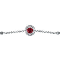 0.46 Ct.Tw. Ruby Natural Diamond Pave Bracelet, 14K White Gold Image