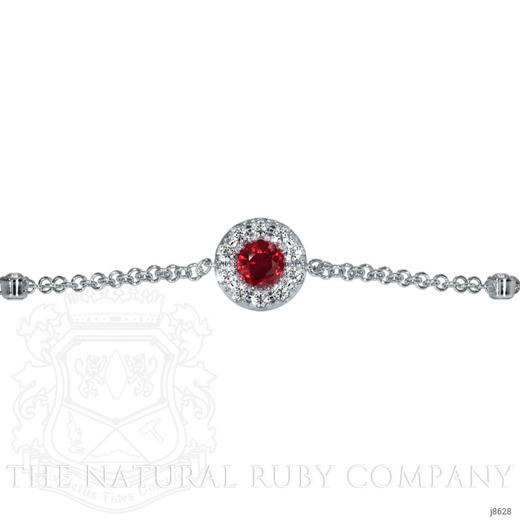 0.46 Ct.Tw. Ruby Natural Diamond Pave Bracelet, 14K White Gold