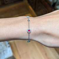 0.46 Ct.Tw.Total Carat Weight Ruby and Natural Diamond Pave Bracelet, 14K White Gold Life Style