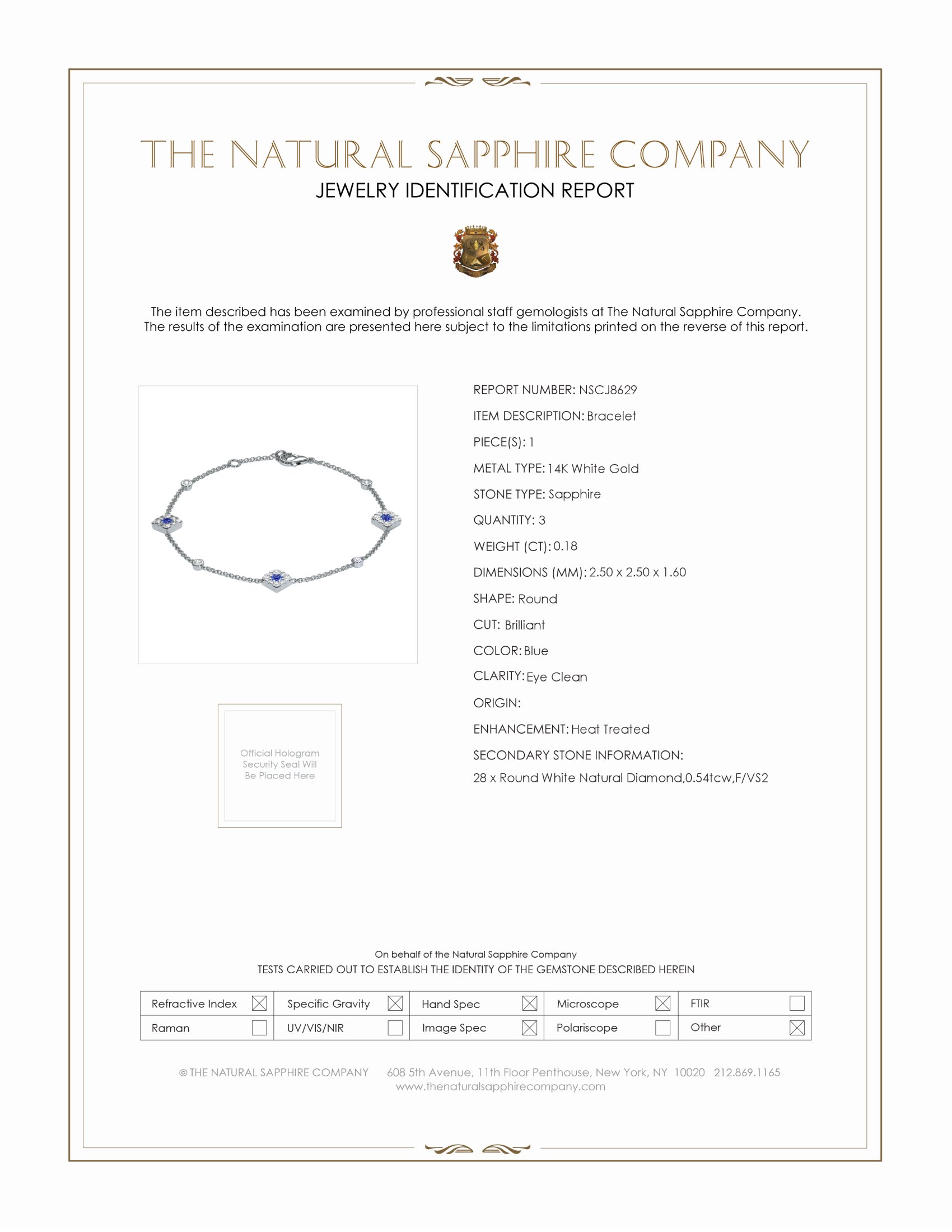 0.18 Ct.Tw. Blue Sapphire and Natural Diamond Halo Bracelet, 14K White Gold