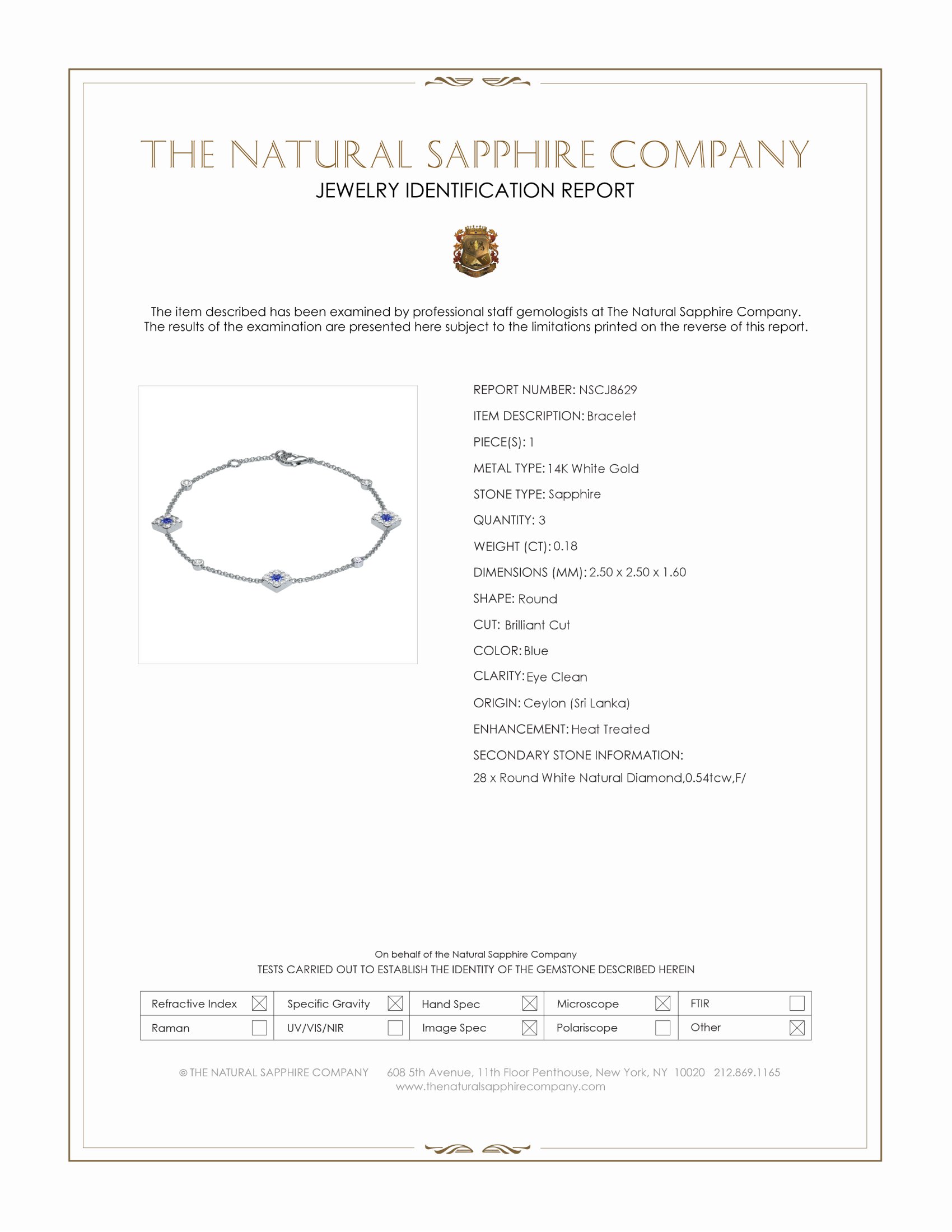 0.18 Ct.Tw. Blue Sapphire and Natural Diamond Halo Bracelet, 14K White Gold