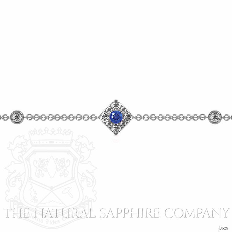 0.18 Ct.Tw. Blue Sapphire and Natural Diamond Halo Bracelet, 14K White Gold