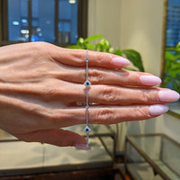 0.18 Ct.Tw.Total Carat Weight Blue Sapphire and Natural Diamond Halo Bracelet, 14K White Gold Life Style