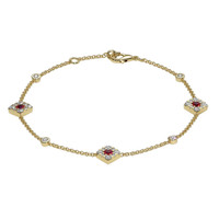 0.23 Ct.Tw. Ruby Natural Diamond Halo Bracelet, 14K Yellow Gold Video