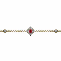 0.23 Ct.Tw. Ruby Natural Diamond Halo Bracelet, 14K Yellow Gold Image