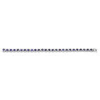 6.50 Ct.Tw. Blue Sapphire and Natural Diamond Pave Bracelet, 14K White Gold Image