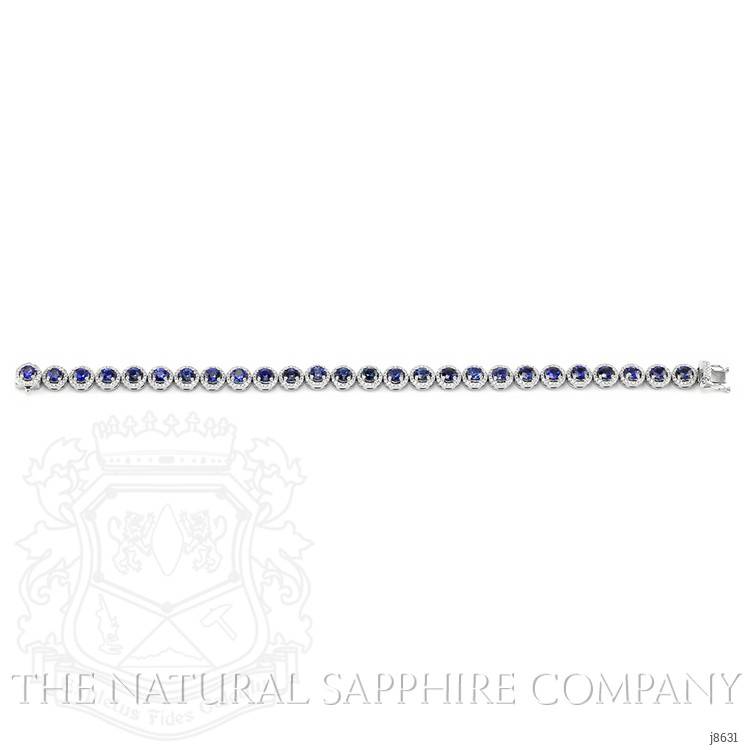 6.50 Ct.Tw. Blue Sapphire and Natural Diamond Pave Bracelet, 14K White Gold