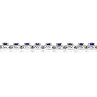 6.50 Ct.Tw. Blue Sapphire and Natural Diamond Pave Bracelet, 14K White Gold Image