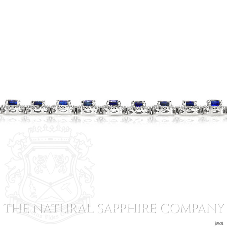 6.50 Ct.Tw. Blue Sapphire and Natural Diamond Pave Bracelet, 14K White Gold