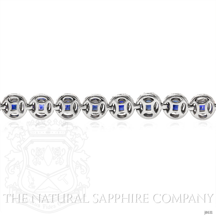 6.50 Ct.Tw. Blue Sapphire and Natural Diamond Pave Bracelet, 14K White Gold