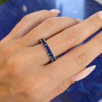 3.04 Ct. Blue Sapphire Accent Stones Ring, Platinum 950 Life Style