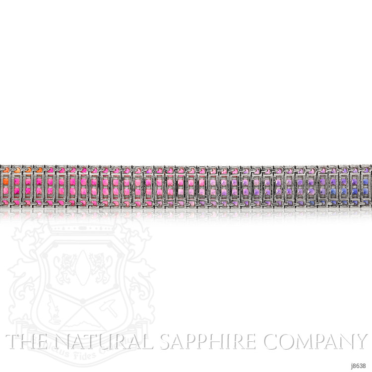26.78 Ct.Tw. Multi Color Sapphire Tennis/Line Bracelet, 18K White Gold