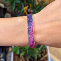 26.78&nbsp;Ct.Tw.Total Carat Weight Multi Color Sapphire Tennis/Line Bracelet, 18K White Gold Life Style