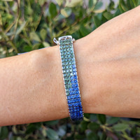 26.78&nbsp;Ct.Tw.Total Carat Weight Multi Color Sapphire Tennis/Line Bracelet, 18K White Gold Life Style