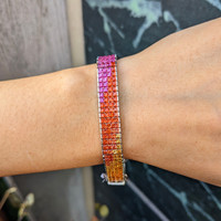 26.78&nbsp;Ct.Tw.Total Carat Weight Multi Color Sapphire Tennis/Line Bracelet, 18K White Gold Life Style
