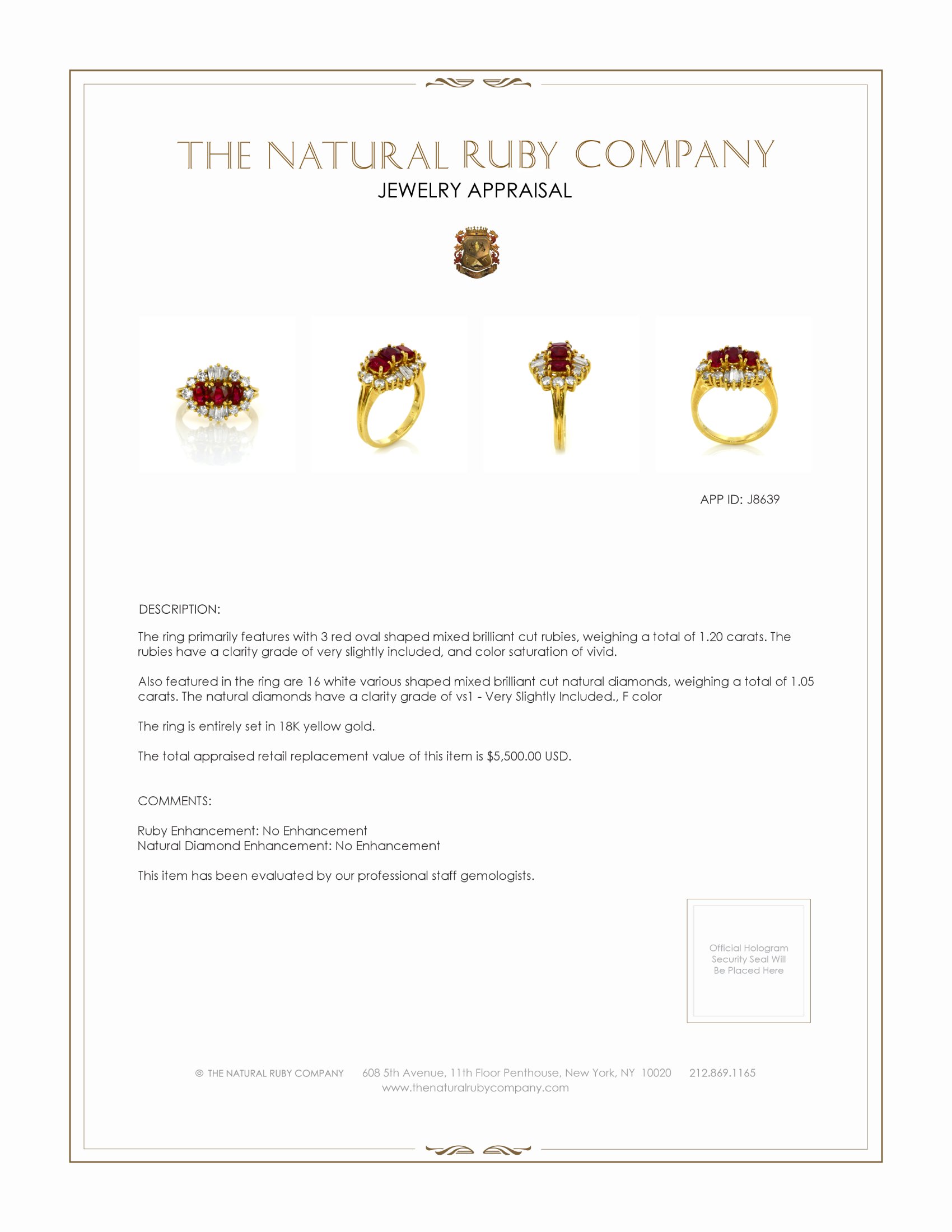 1.20 Ct. Ruby and Natural Diamond Antique Style Ring, 18K Yellow Gold