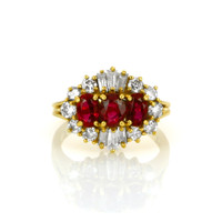 1.20 Ct. Ruby Natural Diamond Antique Style Ring, 18K Yellow Gold Video
