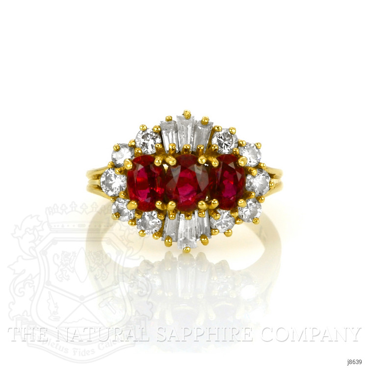 1.20 Ct. Ruby Natural Diamond Antique Style Ring, 18K Yellow Gold