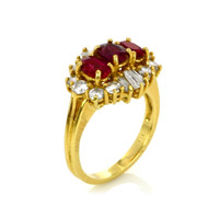 1.20 Ct. Ruby Natural Diamond Antique Style Ring, 18K Yellow Gold Image