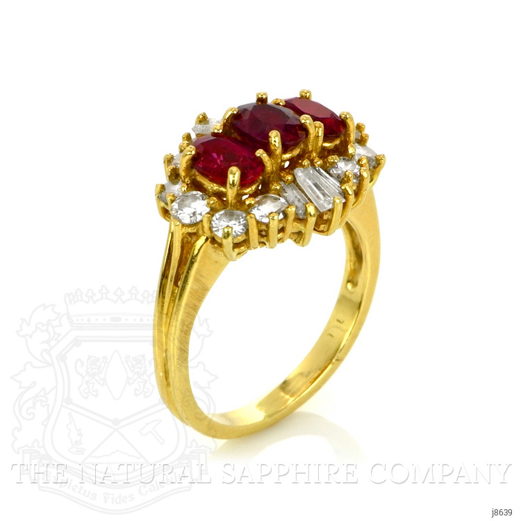 1.20 Ct. Ruby Natural Diamond Antique Style Ring, 18K Yellow Gold