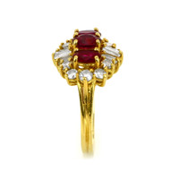 1.20 Ct. Ruby Natural Diamond Antique Style Ring, 18K Yellow Gold Image