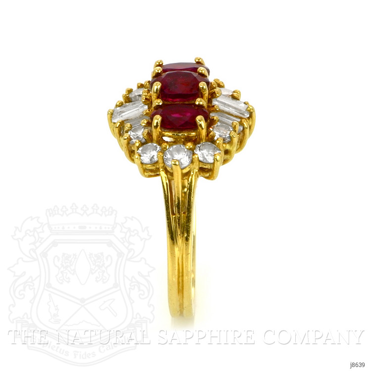 1.20 Ct. Ruby Natural Diamond Antique Style Ring, 18K Yellow Gold
