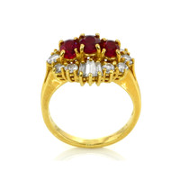 1.20 Ct. Ruby Natural Diamond Antique Style Ring, 18K Yellow Gold Image