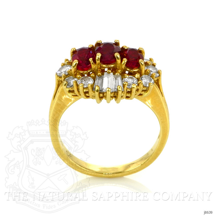 1.20 Ct. Ruby Natural Diamond Antique Style Ring, 18K Yellow Gold