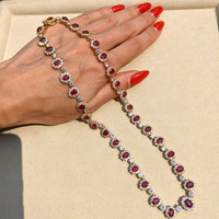 17.00 Ct. Ruby and Diamond Necklace, 18K Yellow Gold Life Style