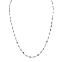 22.50 Ct. Blue Sapphire Accent Stones Necklace, 18K White Gold Video