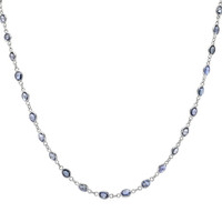 22.50 Ct. Blue Sapphire Accent Stones Necklace, 18K White Gold Image