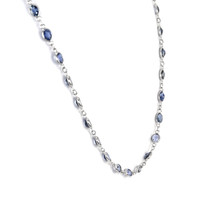 22.50 Ct. Blue Sapphire Accent Stones Necklace, 18K White Gold Image