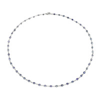 22.50 Ct. Blue Sapphire Accent Stones Necklace, 18K White Gold Image