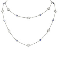 6.50 Ct. Sapphire Sapphire Accent Stones Necklace, 18K White Gold Video