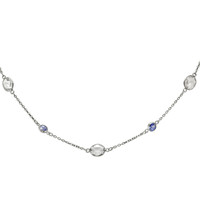 6.50 Ct. Blue Sapphire and White Sapphire Accent Stones Necklace, 18K White Gold Image