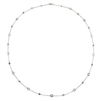 6.50 Ct. Blue Sapphire and White Sapphire Accent Stones Necklace, 18K White Gold Image