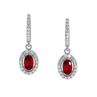 0.55 Ct.Tw. Ruby Natural Diamond Pave Earrings, 14K White Gold Video
