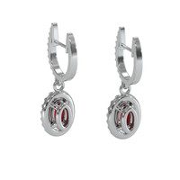 0.55 Ct.Tw. Ruby Natural Diamond Pave Earrings, 14K White Gold Image