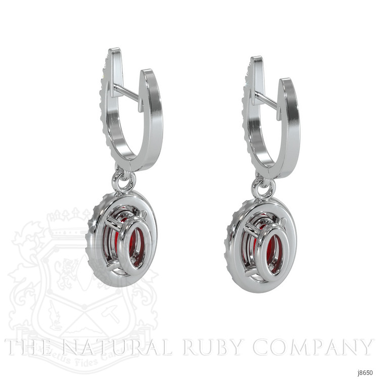 0.55 Ct.Tw. Ruby Natural Diamond Pave Earrings, 14K White Gold