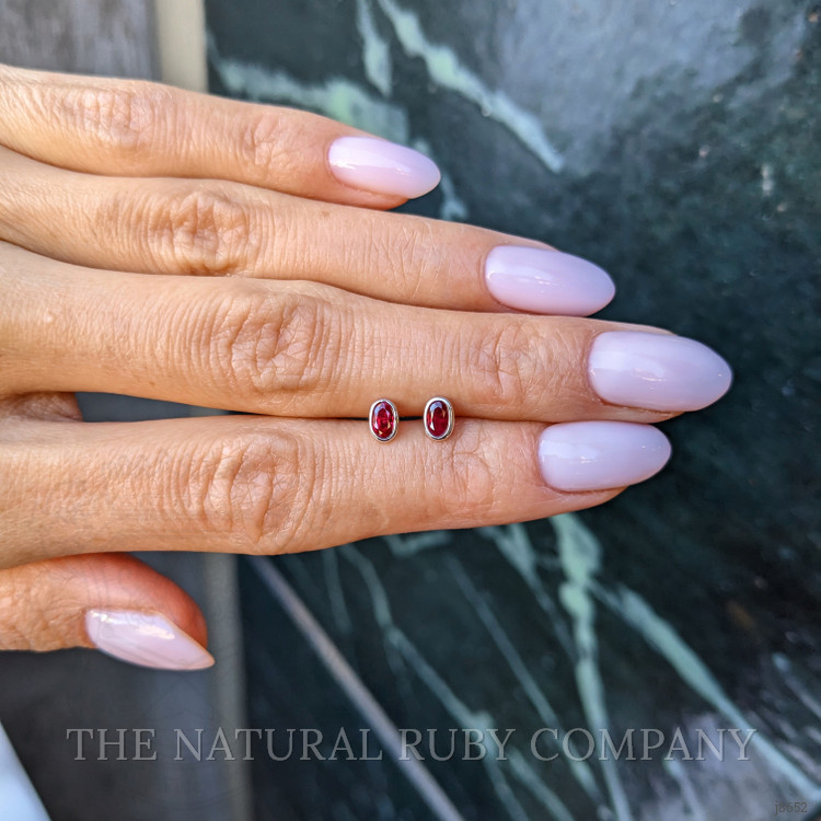 0.55 Ct.Tw. Ruby Studs Earrings, 14K White Gold