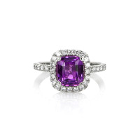 2.11 Ct. Purple Sapphire and Natural Diamond Pave Ring, Platinum 950 Video
