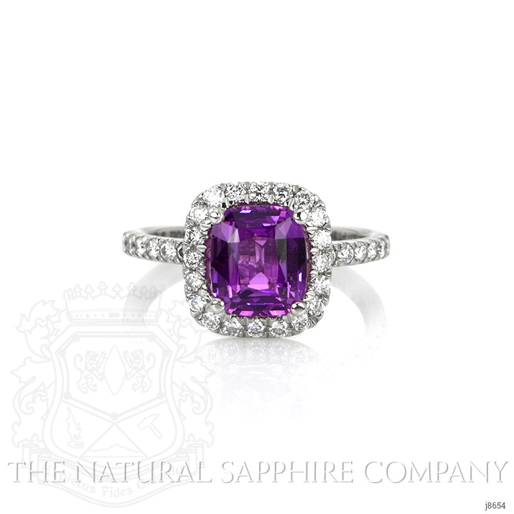 2.11 Ct. Purple Sapphire and Natural Diamond Pave Ring, Platinum 950
