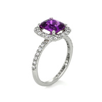 2.11 Ct. Purple Sapphire and Natural Diamond Pave Ring, Platinum 950 Image