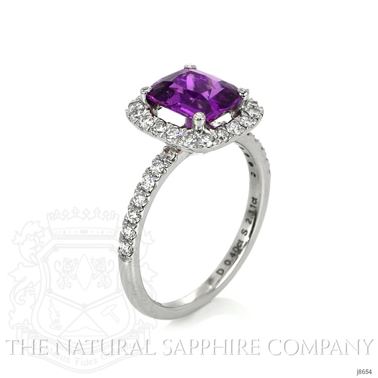 2.11 Ct. Purple Sapphire and Natural Diamond Pave Ring, Platinum 950